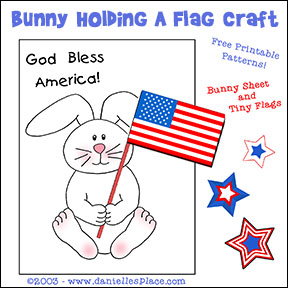 Patriotic Bunny Holding a Flag
