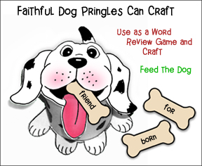Faithful Dog Pringles Potato Chip Bank or Word Review Game