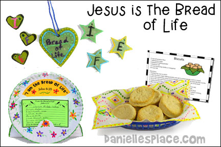 Jesus - Bread of Life Bible Lesson for Sunday School and Children's Ministry, Including Bible Crafts, Games, songs, and Bible Verse Review Activities, Story References:
John 6:1-15, 22-40, Cupcake Recipe Card Holder, Sample Different Kinds of Bread Products, Research How Many Different Types of Bread and Bread Products Are There, Make Biscuits or Other Bread Products, Decorate a Napkin to Place in a Breadbasket, John 6:35 Bible Verse Review sheet, Bread of Life Clay Activity, Paper Plate Recipe Card Holder, Bread of Life Bible Verse Review Relay, daniellesplace.com, daniellespace.com, daniellplace.com, daniellsplace.com, danielsplace,com, danielspace.com, danielplace.com, danilesplace.com, danielplace.com