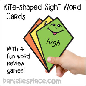 Kite-shaped Sight Word Printable Cards