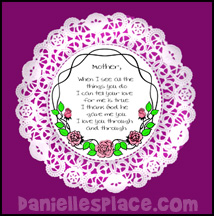 Mother's Day Poem on Doily Craft for Kids