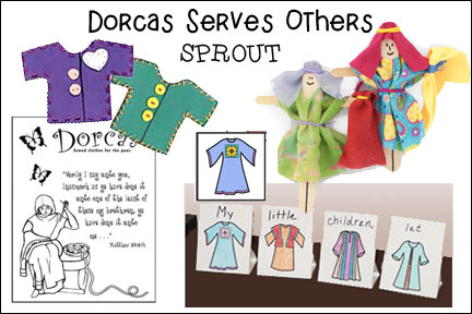 Dorcas Serves Others Bible Lesson for Sunday School and Children's Ministry, Including Bible Crafts, Games, songs, and Bible Verse Review Activities, Bible Reference:
Acts 9:32-43, Dorcas Sewing Clothes Coloring Sheet, Make Clothes for Stick Puppets, Sew Clothes Using Fun Foam and Plastic Needles, Act Out the Story with a Puppet Skit, Bible Verse Beanbag Toss Review Game (Older Children), Dorcas Clothes Match Game, daniellesplace.com, daniellespace.com, daniellplace.com, daniellsplace.com, danielsplace,com, danielspace.com, danielplace.com, danilesplace.com, danielplace.com