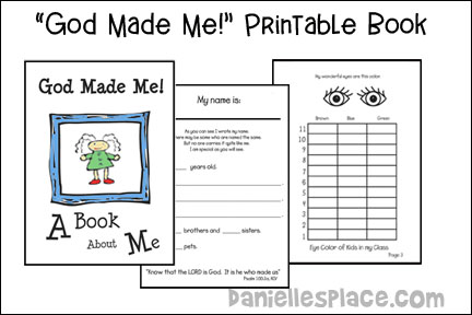 God Made Me Book This series of lessons also includes home school and preschool activities, including math and reading games, cooking, etc., I can write my name book pages, My Eyes are this Color book pages, My Listening Ears book pages, Good Things I Can do With My Feet book pages, My Helping Hands book pages, Good Things I Can Do With My Hands book pages, Good Things I Can Do With My Mouth book pages, My Happy Hearts book pages, daniellesplace.com, daniellespace.com, danielleplace.com, danielsplace.com, danielspace.com, danielsplce.com, danielplace.com