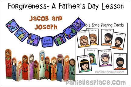 Forgiveness - a Father's Day Lesson for Sunday School and Children's Ministry, Including Bible Crafts, Games, songs,  and Bible Verse Review Activities, Bible Verse:
“Forgive, and you will be forgiven.” Luke 6:37b, Scripture Reference:
Genesis 37 – 50 Genesis 37: 3 – “Now Israel [Jacob] loved Joseph more than all his children because he was the son of his old age…”, I Will Forgive Necklace, Joseph and His Brothers Craft Sheet, Jacob’s Sons Folding Craft Stick Craft, Read Hop on Pop, Guess Who” to Learn the Names of All Jacob’s Sons, Jacob’s Sons Match Game, Weighed Down by Unforgiveness Object Lesson, 
daniellesplace.com, daniellespace.com, daniellplace.com, daniellsplace.com, danielsplace,com, danielspace.com, danielplace.com, danilesplace.com, danielplace.com