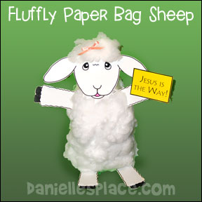 "Jesus is the Way" Paper Bag Sheep Holding a Sign