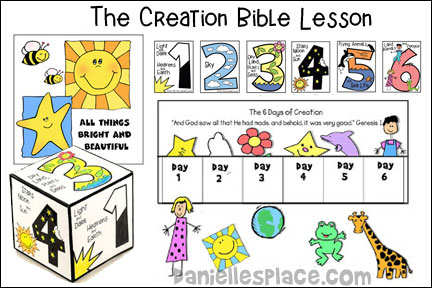 The Creation Bible Lesson for Sunday School and Children's Ministry Including Bible Crafts, Games and Bible Verse Review Activities, Bible Verse: Genesis 1:1, Scripture Reference: Genesis 1 – 2:2, Draw Creation Pictures, Six Days of Creation Envelope Craft, Six Days of Creation Envelope Book, All Things Bright and Beautiful” Coloring Book, God Created the Heavens and the Earth” Coloring and Doodle Sheet, Seven Days of Creation Bible Coloring Sheets, Days of Creation Cubes, Creation Cube Games, Days of Creation Mobile Craft English and Spanish, Find Genesis 1:1 in Their Bibles activity, Bulletin Board Display of the Children’s Pictures, Creation Booklet craft, Play a Creation Game with a Die, songs All Things Bright and Beautiful, daniellesplace.com, daniellespace.com, danielesplace.com, danieleplace.com, danielsplace.com, danielplace.com, danillesplace.com