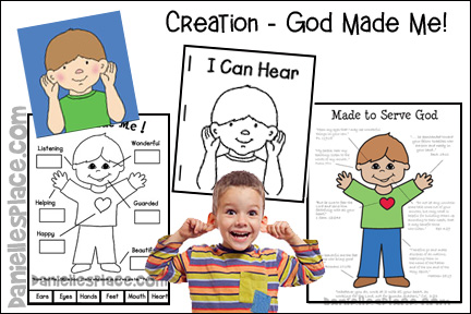 Creation - My Listening Ears Bible Lesson This series of lessons also includes home school and preschool activities, including math and reading games, cooking, etc., Memory Verse:
“But be ye doers of the word, and not hearers only.” James 1:22 KJVa, What I Like to Hear with My Ears activity, Make Musical Instruments, “I Can Hear” Itty Bitty Book, “God Made Me” Book, Make Listening Tubes activity, Musical Feet activity, Make “Listening Ears” activity, listening activities, Bible Verse Review Activity, Listening Tube Bible Verse Review Game, songs My Wonderful Parts, Do Your Ears Hang Low?, I’m Glad I’m Me, daniellesplace.com, daniellesplac.com, daniellespace.com, daniellespce.com, danielsplace.com, danilespace.com, danielplace.com