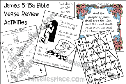 James 5:15 Bible Verse Review Activity Sheets